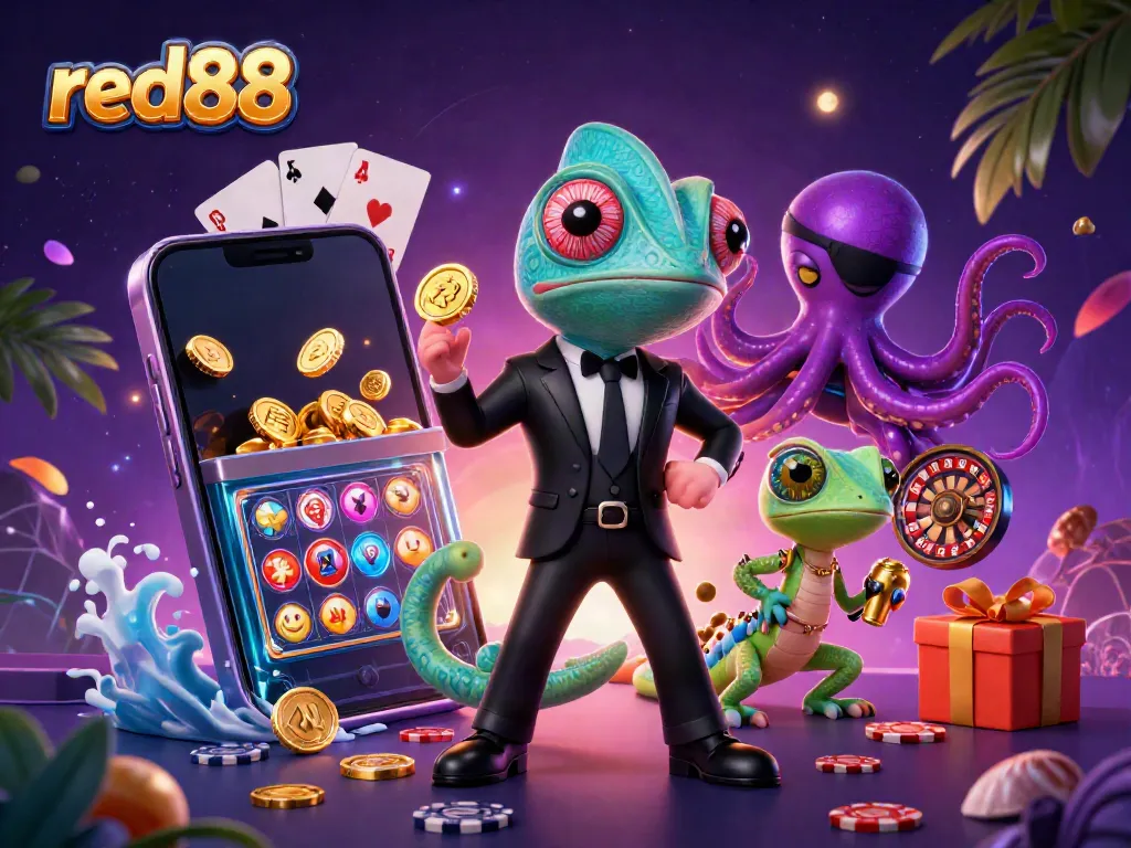 Experience the excitement of red88 with vibrant casino characters and dynamic gaming elements.