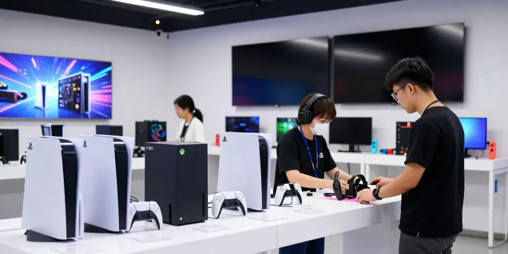 rokok88 gaming store showcasing consoles and accessories in Jakarta